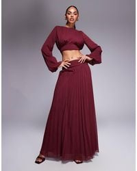 ASOS - Dropped Waist Pleated Detail Maxi Skirt - Lyst