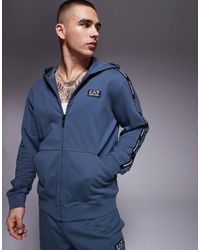 EA7 - Armani Zip Hoodie With Logo Tape Detail - Lyst