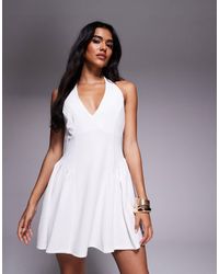 ASOS - Halter Neck Corset Detail Mini Dress With Godets - Lyst