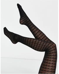 New Look Dogstooth Tights - Black
