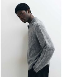 ASOS - Oversized Knitted Mohair Notch Neck Jumper - Lyst