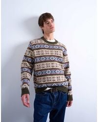 TOPMAN - Fair Isle Knit Crew Neck Jumper - Lyst