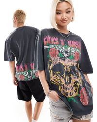 ASOS - T-shirt oversize unisexe avec imprimés groupe guns n roses et tête - Lyst