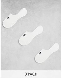 Polo Ralph Lauren - Confezione da 3 paia di fantasmini con logo bianchi - Lyst