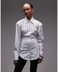 ASOS - Cinch Shoulder Pad Shirt With Tie Back - Lyst