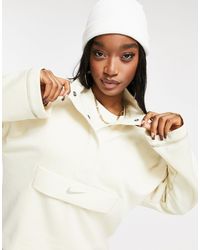 Nike Бежевый Свитшот С Короткой Молнией, Высоким Воротником И Логотипом-галочкой -кремовый - Естественный