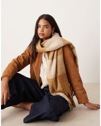 ASOS - Écharpe tissée à franges avec motif à carreaux larges - neutre chaud - Lyst