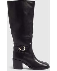 River Island - Faux Leather Buckle High Leg Boots - Lyst