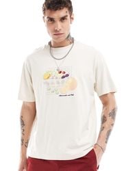 Abercrombie & Fitch - T-shirt oversize beige con stampa di frutta e fiori - Lyst