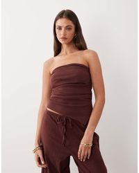 ASOS - Mix & Match Cotton Crinkle Asymmetric Bandeau Top - Lyst