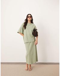 ARRANGE - Premium Heavy Weight Textured Jersey Column Maxi Skirt Co-ord - Lyst
