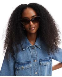Pieces - Cateye Frame Sunglasses With Brown Tint Lense - Lyst