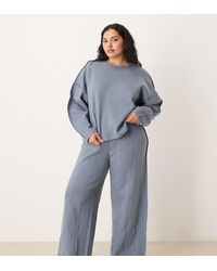 ASOS - Asos Design Curve Interlock Super Wide Leg jogger With Seam Detail - Lyst