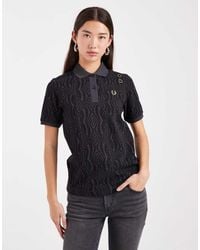 Fred Perry - Polo Gris Oscuro Con Estampado De - Lyst