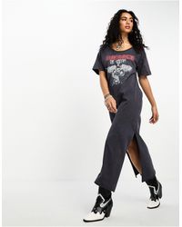 ASOS - T-shirt Midi Dress With Split Hem And Graphic - Lyst