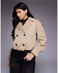 River Island - Cropped Bubble Hem Trench Coat - Lyst