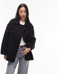 & Other Stories - Wool Double Breasted Cropped Coat In Pin Stripe - Lyst