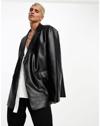 ASOS - Oversized Leather Look Blazer - Lyst