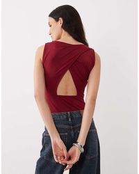 ASOS - Polyamide Slinky Open Back Racer Bodysuit - Lyst