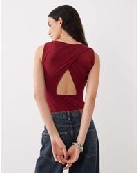 ASOS - Polyamide Slinky Open Back Racer Bodysuit - Lyst