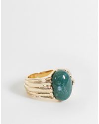 ASOS - Ring im vintage-stil mit dunkelgrünem stein - Lyst