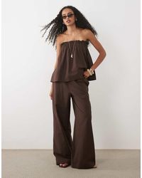 ASOS - Linen Blend Wide Leg Deep Hem Trouser Co Ord - Lyst