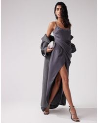 ASOS - Satin Cami Midi Dress With Drape Skirt - Lyst