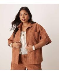 ASOS - Curve Suede Boxy Shirt Co-ord - Lyst