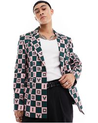 Viggo - Checkerboard Print Suit Jacket - Lyst
