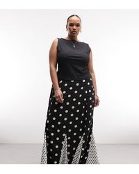ASOS - Asos Design Curve Mixed Print Godet Maxi Skirt - Lyst