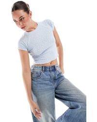 Cotton On - Cotton On Grey Pointelle T-shirt With Ditsy Print - Lyst