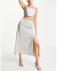 Bardot Split Midaxi Skirt Co-ord - Blue