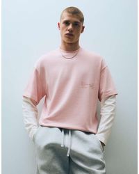 Bershka - Contrast Double-sleeve T-shirt - Lyst