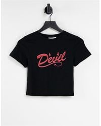 ASOS Halloween Fitted T-shirt With Devil Print - Black