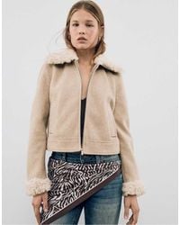 Stradivarius - Jacket With Faux Fur Detail - Lyst