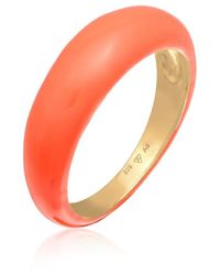 Elli Jewelry - Vergulde Ring Van 925 Sterling Zilver Met Emaille - Lyst