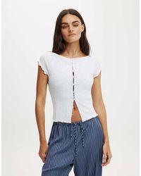 Cotton On - Button Detail Cap Sleeve Top - Lyst