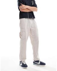 Jack & Jones - Tapered Linen Trouser With Cargo Pockets - Lyst