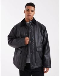 ASOS - Oversized Barn Jacket With Cord Collar - Lyst