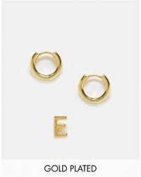 ASOS 14k Plated Pack Of 2 Earrings With huggie And E Initial - White