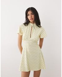 ASOS - Cap Sleeve With Tie Detail Mini Dress - Lyst
