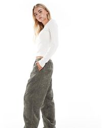 ASOS - Pantalones Caquis Sin Cierres De Pana De Asos Design Petite-Verde - Lyst