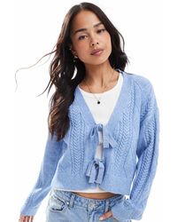 ONLY - Cárdigan Con Lazadas Delanteras De Punto De - Lyst