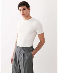 ASOS - T-Shirt Basic Attillata Color Crema A Coste - Lyst