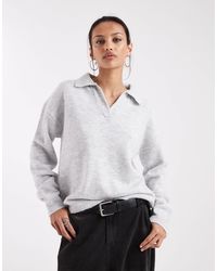 ASOS - Fluffy Knitted Polo Top - Lyst