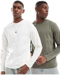 ASOS - Essential 2 Pack Long Sleeve Crew Neck T-shirts - Lyst