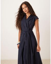 Mango - Short Sleeve Tie Up Dress - Lyst