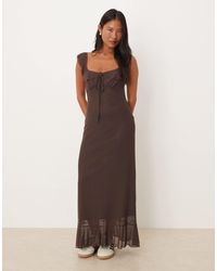 ASOS - Asos Design Petite Frill Front And Straps Midi Dress - Lyst
