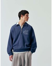 Calvin Klein - Relaxed Fit Quarter Zip Sweatshirt - Lyst