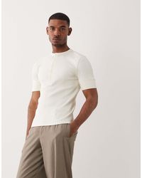 ASOS - Muscle Fit T-shirt With Henley Neck And Deep Cuff - Lyst
